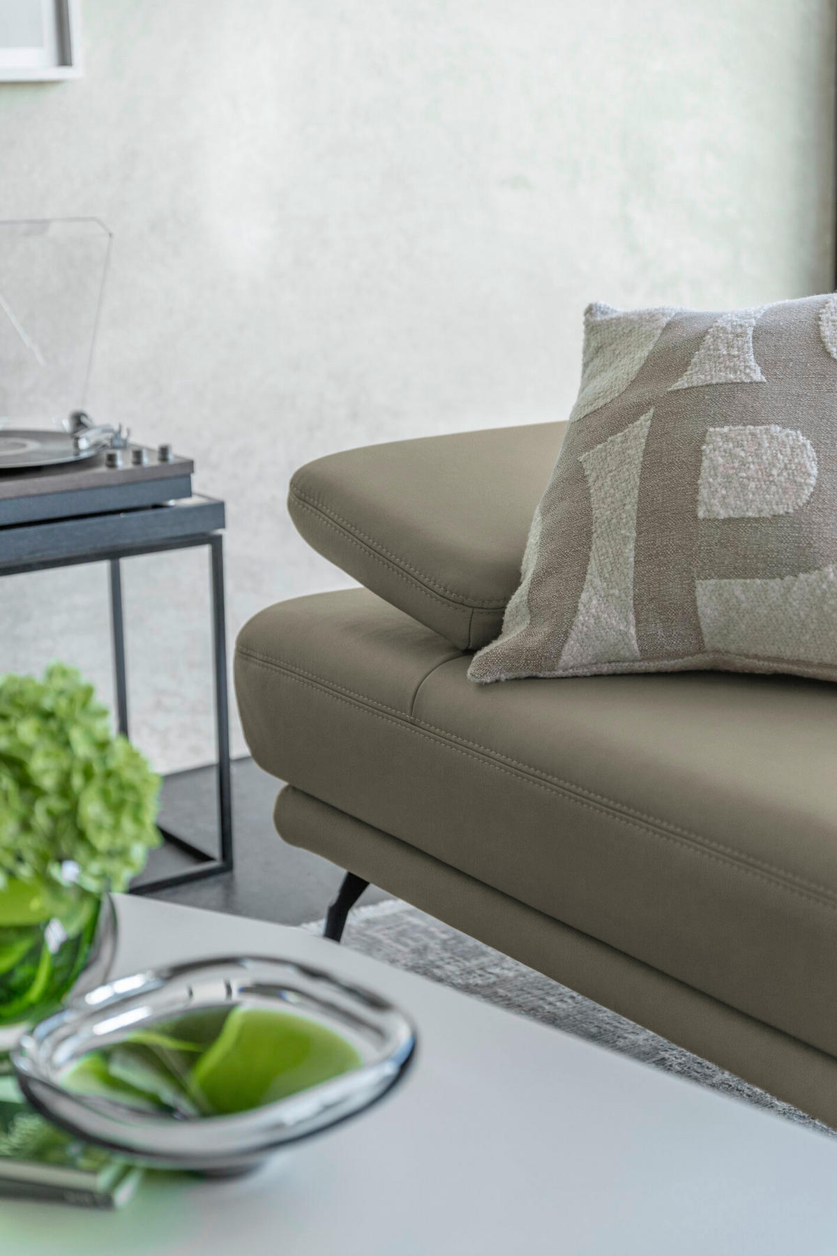 ECKSOFA JOOP! STUDIO in Echtleder Platinfarben  180/301 cm  - Platinfarben/Schwarz, KONVENTIONELL, Leder/Metall (180/301cm) - Joop!