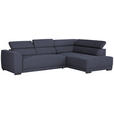 ECKSOFA Blau Struktur  - Blau/Schwarz, Design, Kunststoff/Textil (284/205cm) - Xora