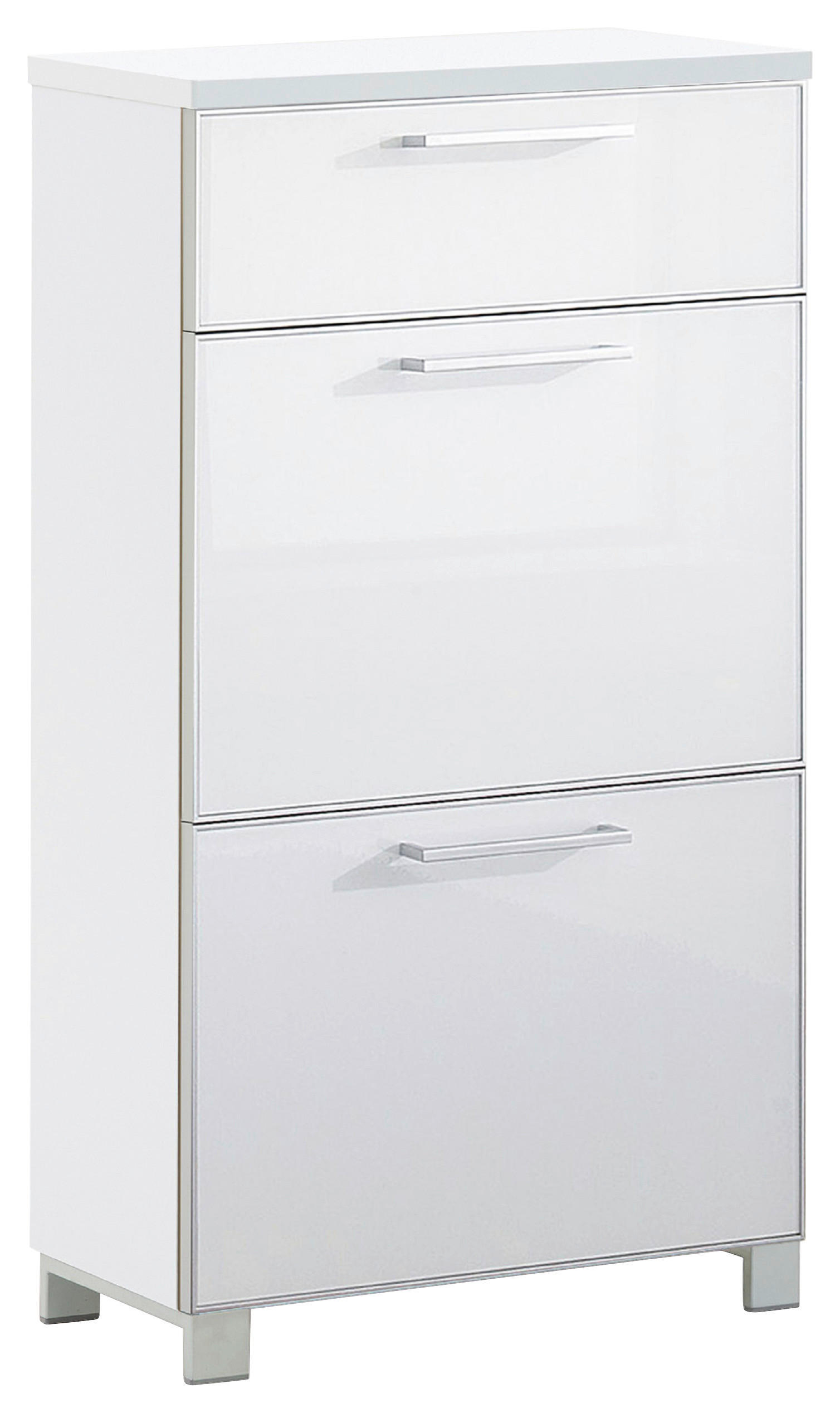 SCHUHKIPPER Santina in 61/108/31 cm - Chromfarben/Weiß, Design, Glas/Holzwerkstoff (61/108/31cm)