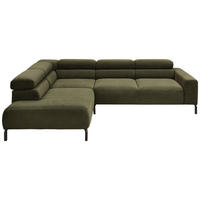 ECKSOFA Feincord Dunkelgrün  - Dunkelgrün/Schwarz, Design, Textil/Metall (219/273cm) - Pure Home Lifestyle