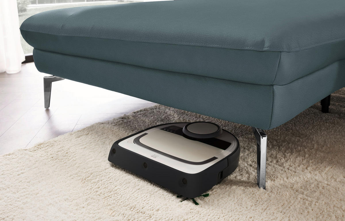 ECKSOFA in Echtleder Grau  - Schwarz/Grau, Design, Leder/Metall (157/325cm) - Dieter Knoll