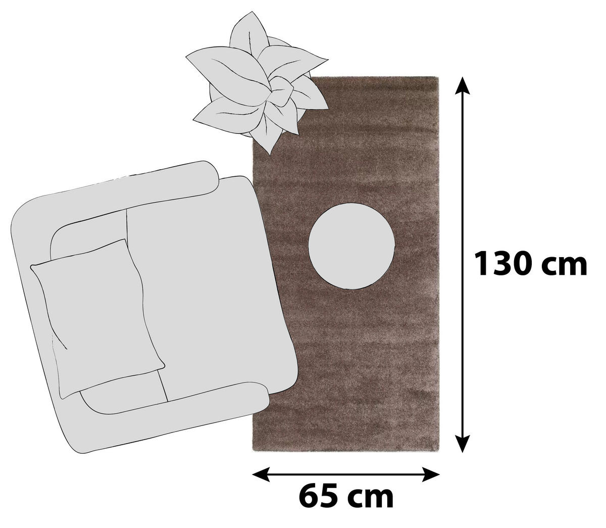 HOCHFLORTEPPICH 65/130 cm Bellevue Braun  - Braun, Basics, Textil (65/130cm) - Novel