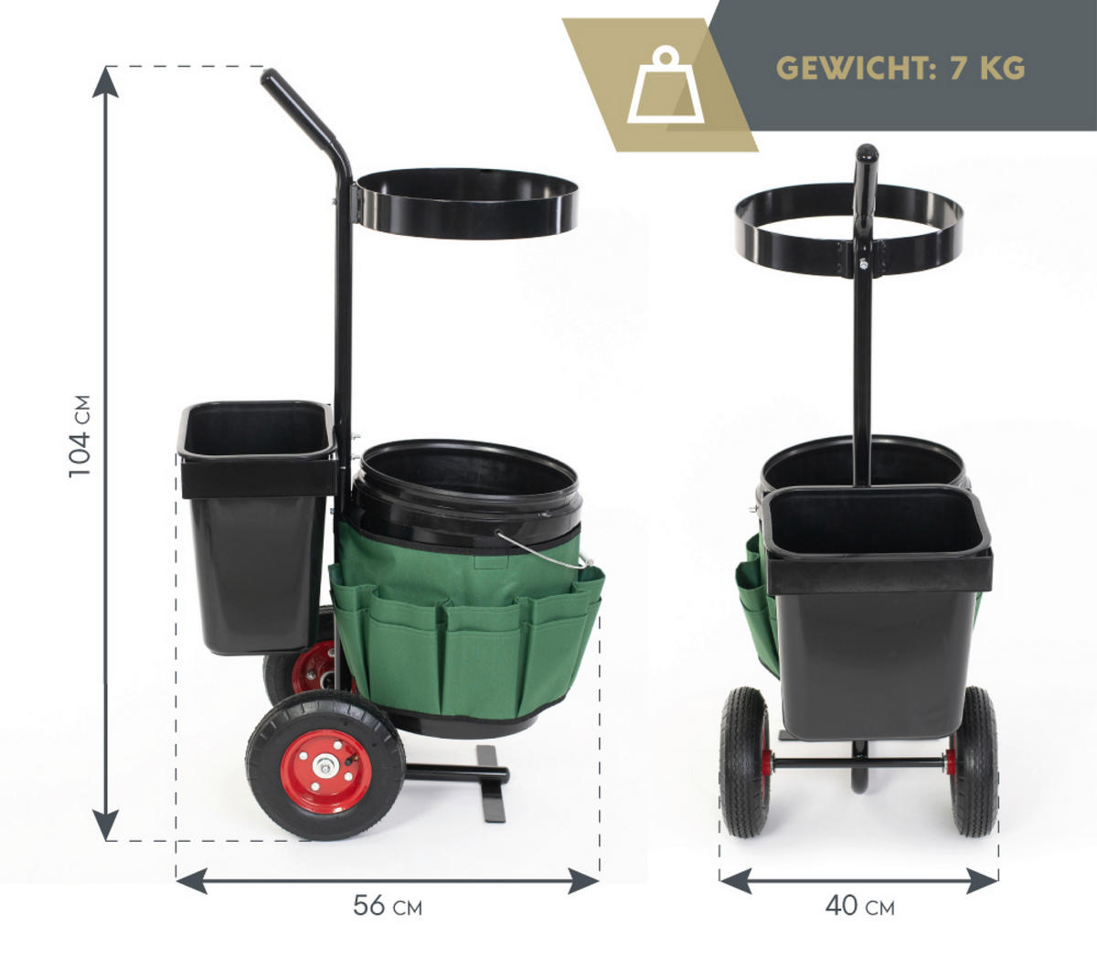 GARTENKARRE - Schwarz, KONVENTIONELL, Metall (56/104/40cm) - Ambia Garden