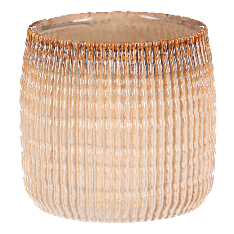 KVETINÁČ keramika, 19/19/17 cm - béžová, Basics, keramika (19/19/17cm)