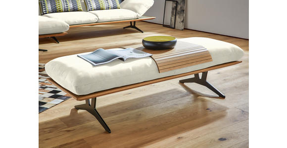 HOCKERBANK in Holz, Textil Creme - Creme/Schwarz, Design, Holz/Textil (150/43/60cm) - Dieter Knoll