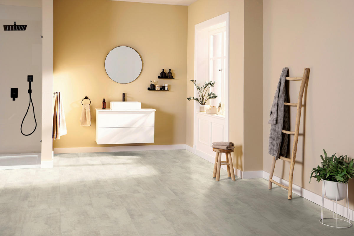 DESIGNBODEN Chromix weiss EGGER Aquadura+  - Sandfarben/Weiß, KONVENTIONELL, Holzwerkstoff (129.2/32.7/0.75cm) - Egger Holzwerkstoffe