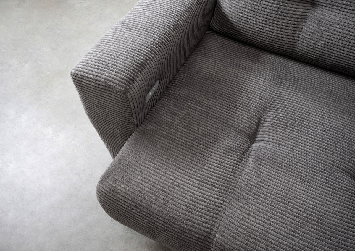ECKSOFA Grau Cord  - Schwarz/Grau, MODERN, Holz/Textil (246/177cm) - MID.YOU