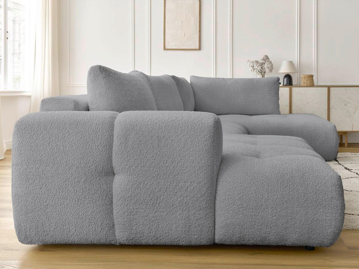 WOHNLANDSCHAFT  FUJI  Dunkelgrau Bouclé  - Dunkelgrau/Schwarz, MODERN, Kunststoff/Textil (160/377/204cm)