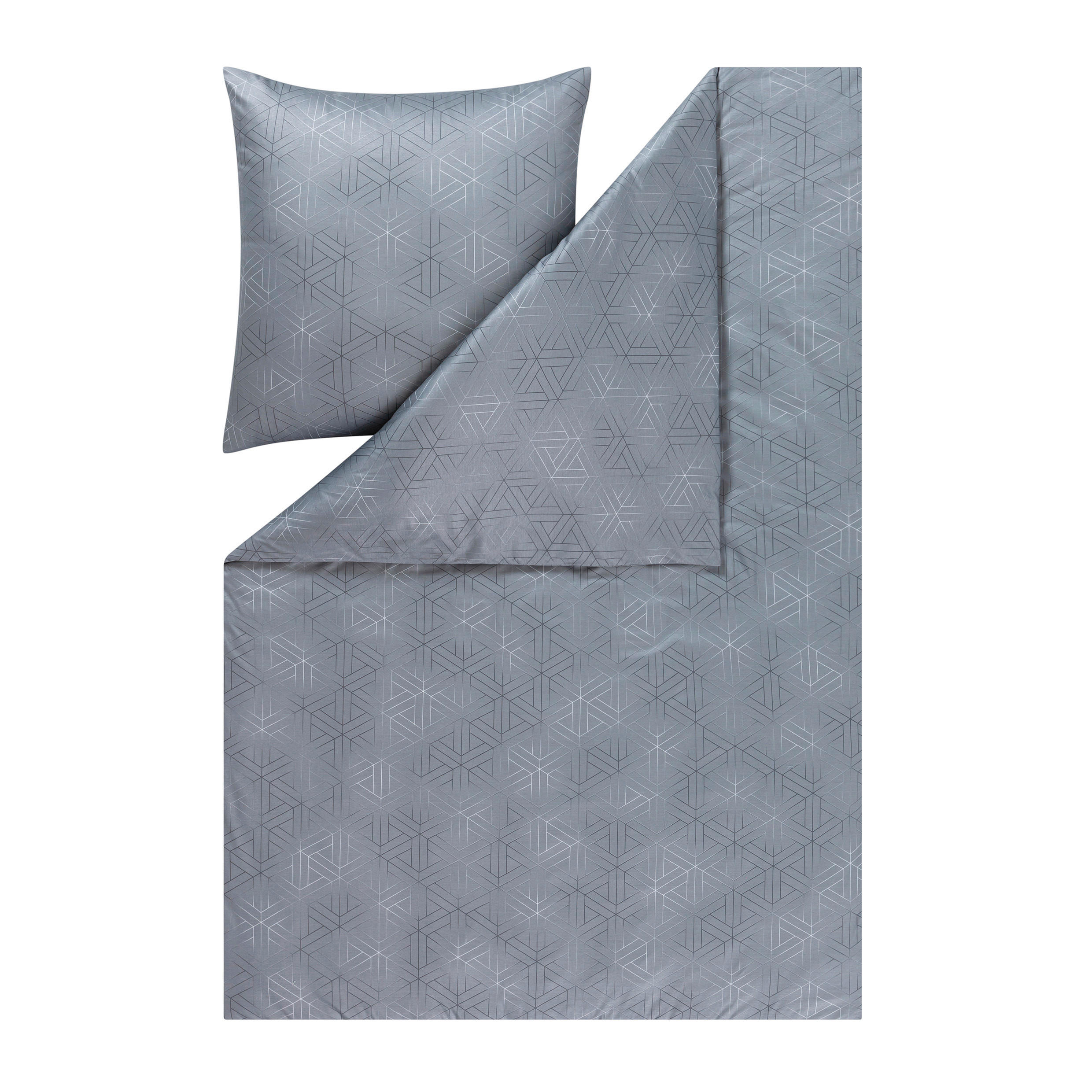 BETTWÄSCHESET Pippa Interlock-Jersey 160/210 cm  65 cm/100 cm  - Graphitfarben, Basics, Textil (160/210cm) - Estella