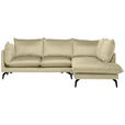 ECKSOFA  in Samt Beige Rückenkissen, Rücken echt  241/200 cm  - Beige/Schwarz, Design, Textil/Metall (241/200cm) - Carryhome