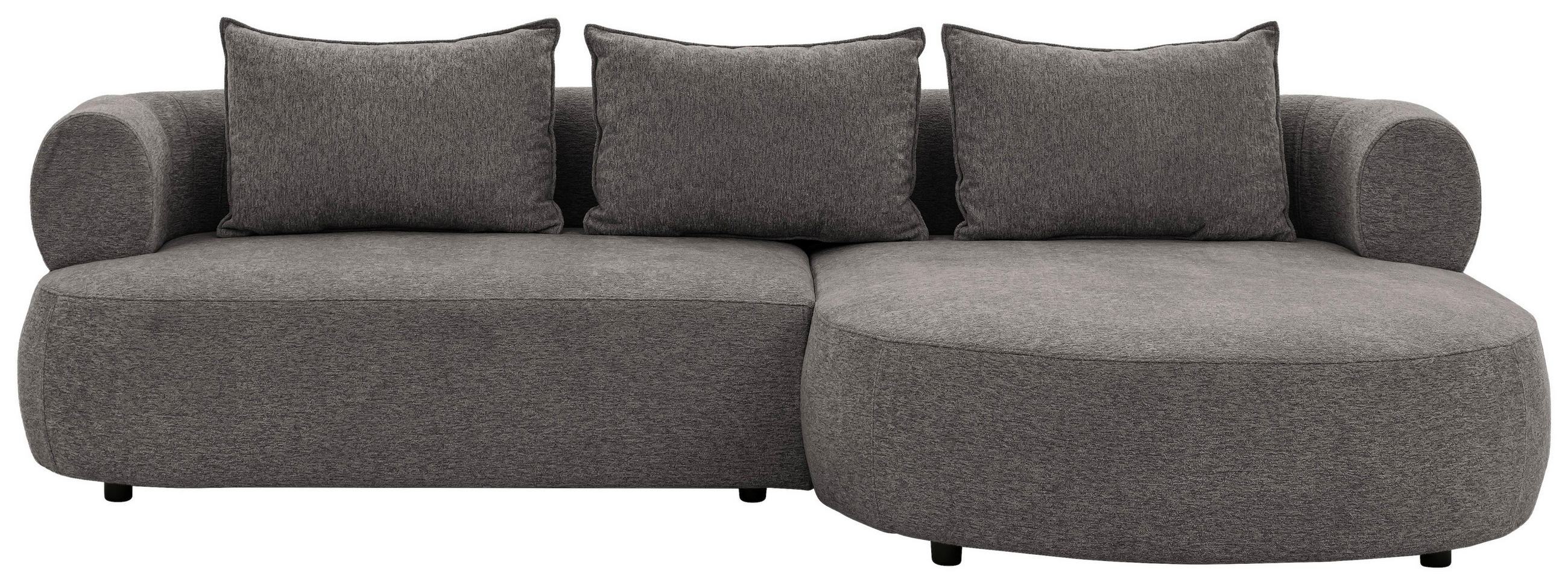 ECKSOFA in Chenille Anthrazit - Anthrazit/Schwarz, Design, Kunststoff/Textil (256/156cm) - Livetastic