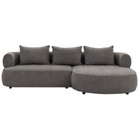 ECKSOFA in Chenille Anthrazit  - Anthrazit/Schwarz, Design, Kunststoff/Textil (256/156cm) - Livetastic