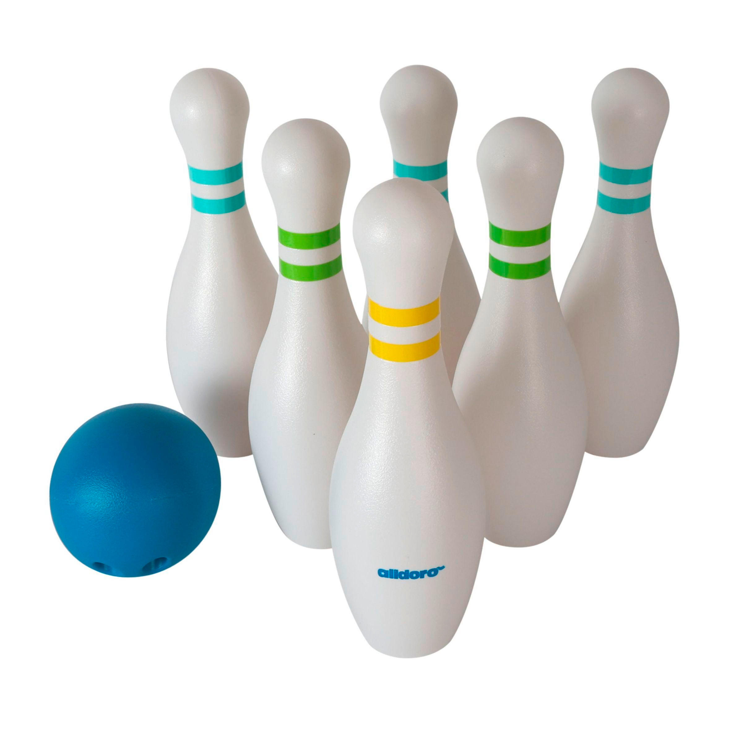 OUTDOORSPIEL XXL Bowling Blau, Weiß, Hellblau, Hellgelb, Pastellgrün  - Blau/Pastellgrün, Basics, Kunststoff/Textil (13/38,5/13cm) - alldoro