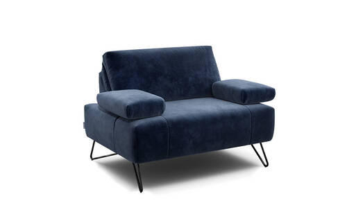SESSEL in Samt Dunkelblau  - Schwarz/Dunkelblau, Design, Textil/Metall (114-142/85/86-94cm) - SENSOO