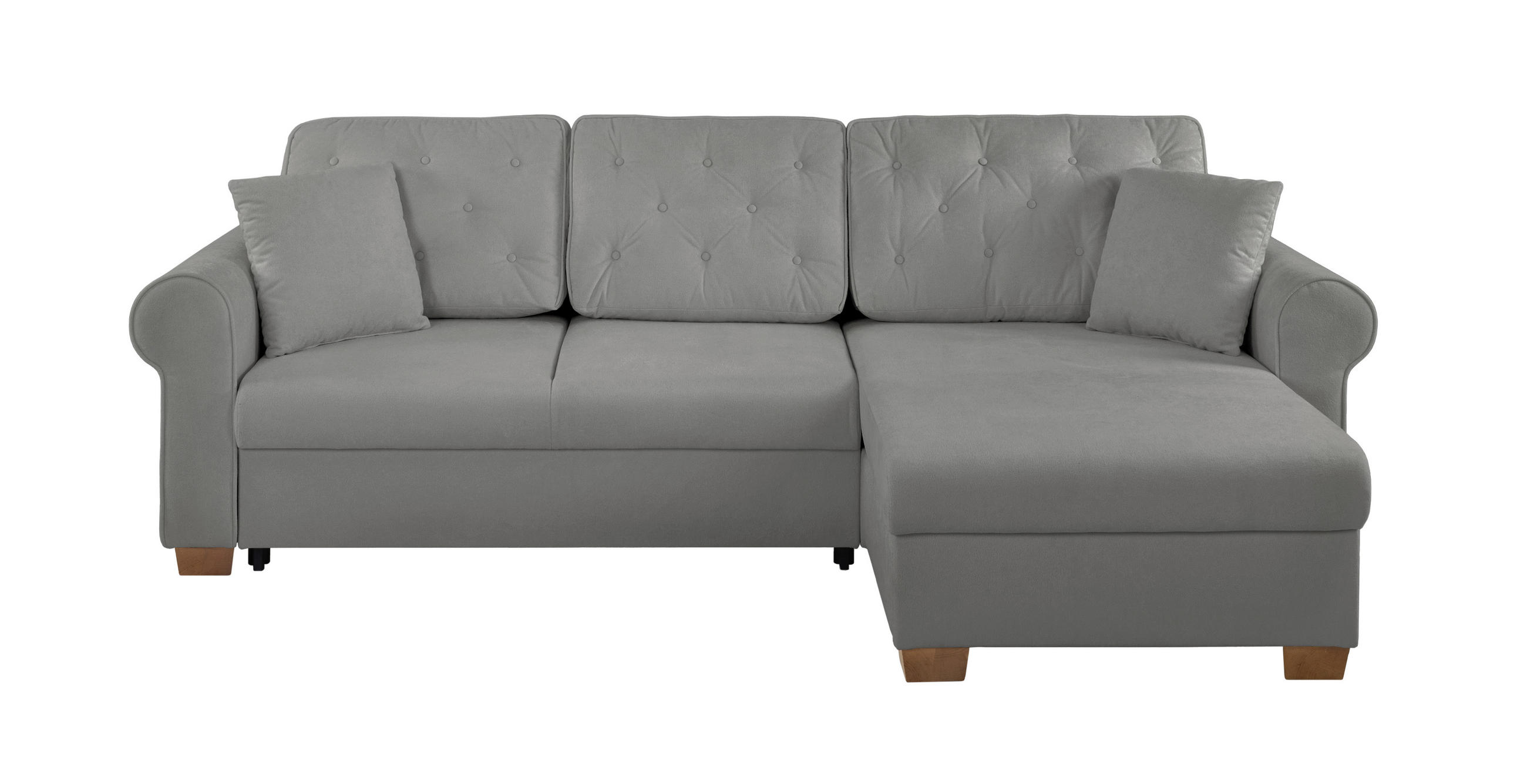 ECKSOFA Arles Grau  - Buchefarben/Grau, Design, Holz/Textil (266/161cm) - MID.YOU