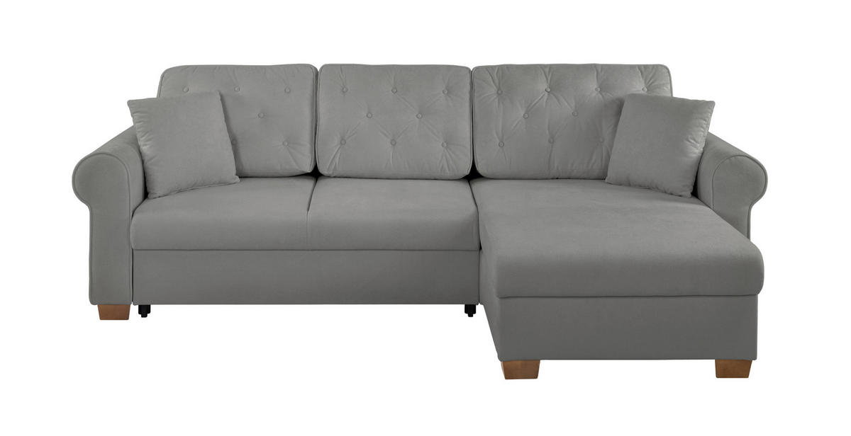 ECKSOFA Arles Grau  - Buchefarben/Grau, Design, Holz/Textil (266/161cm) - MID.YOU