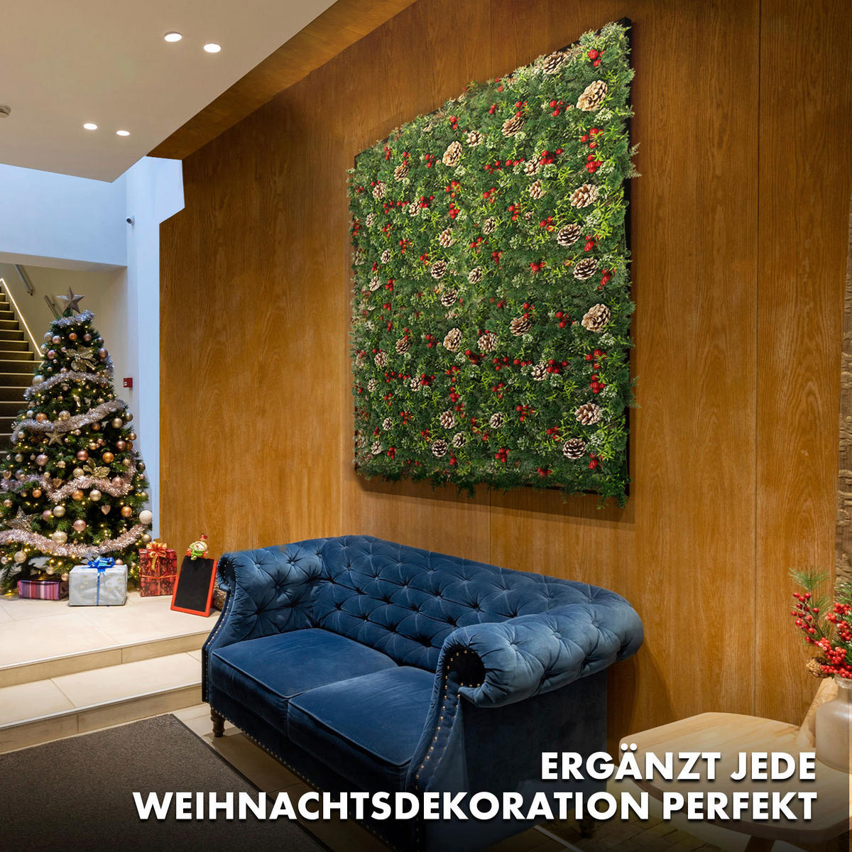 Wandverkleidung Pflanzenwand  Kunststoff  - Dunkelgrün/Rot, Trend, Kunststoff (50/50cm) - Floordirekt