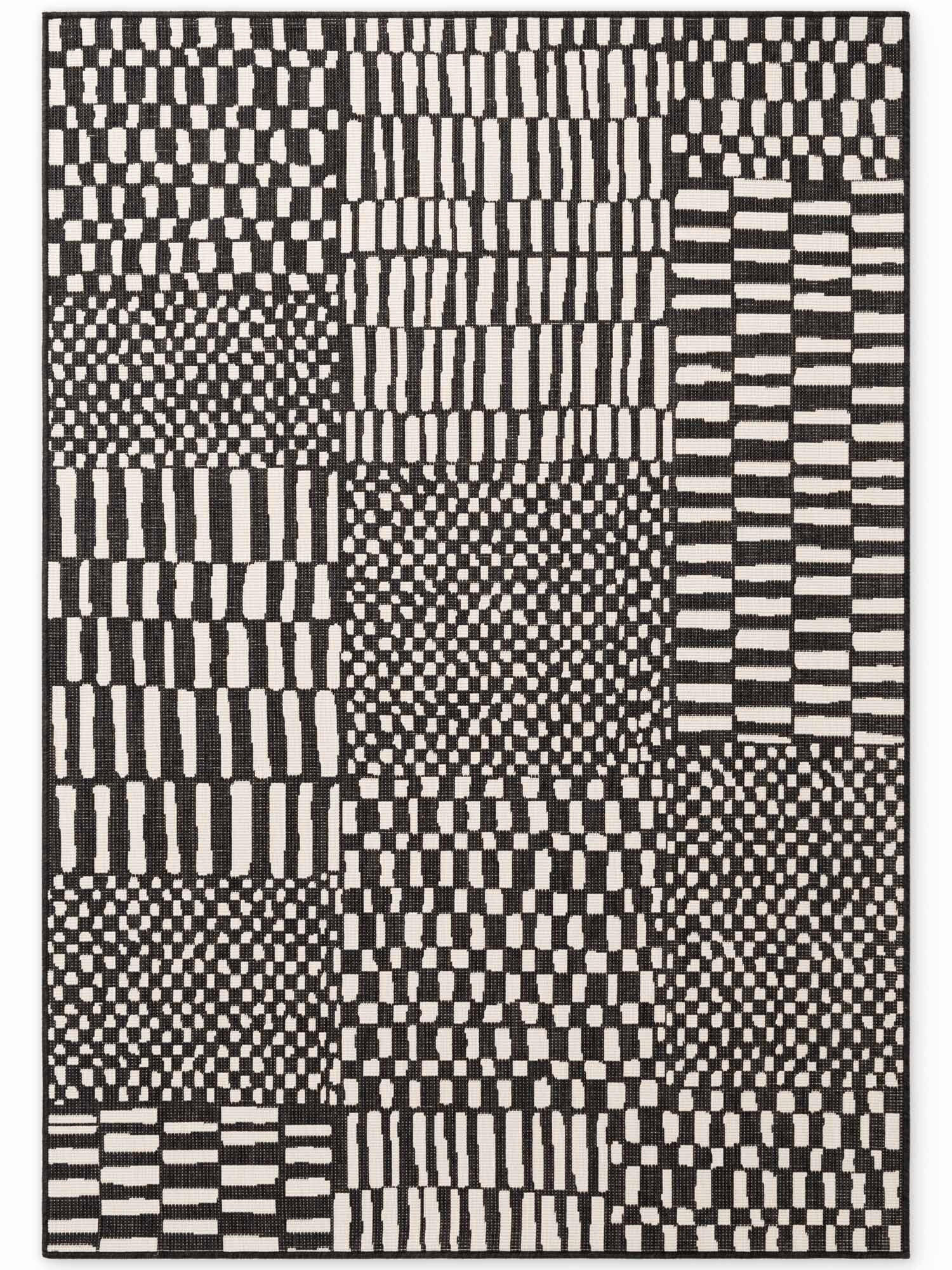 FLACHWEBETEPPICH 200/300 cm Haringey Schwarz, Weiß rechteckig  - Schwarz/Weiß, Design, Kunststoff (200/300cm)