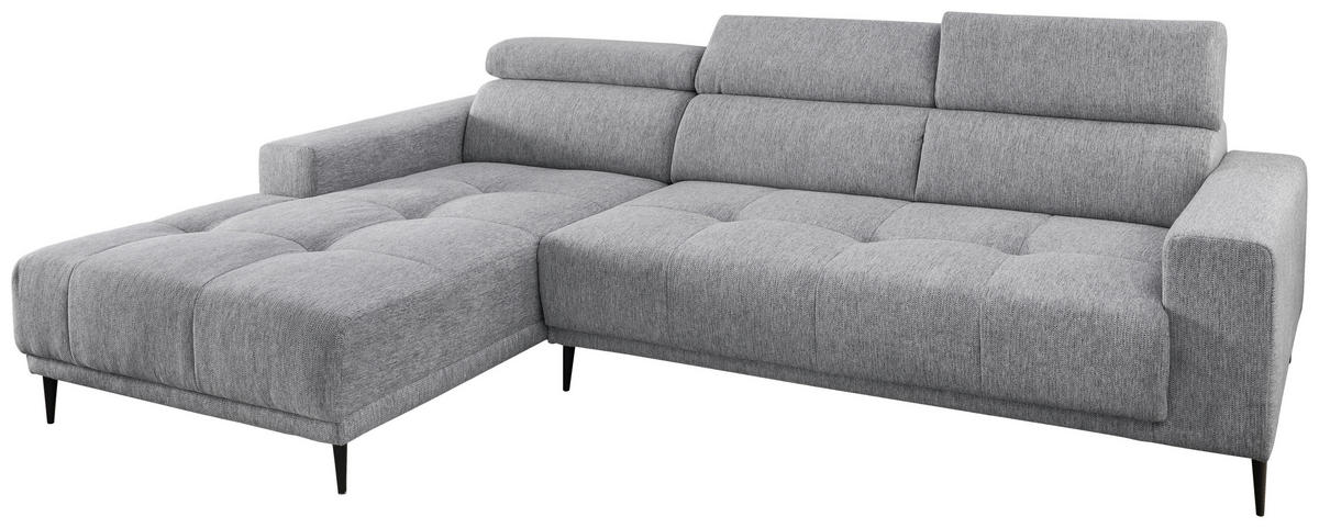 ECKSOFA Silberfarben Chenille  - Silberfarben/Schwarz, KONVENTIONELL, Textil/Metall (188/276cm) - Livetastic