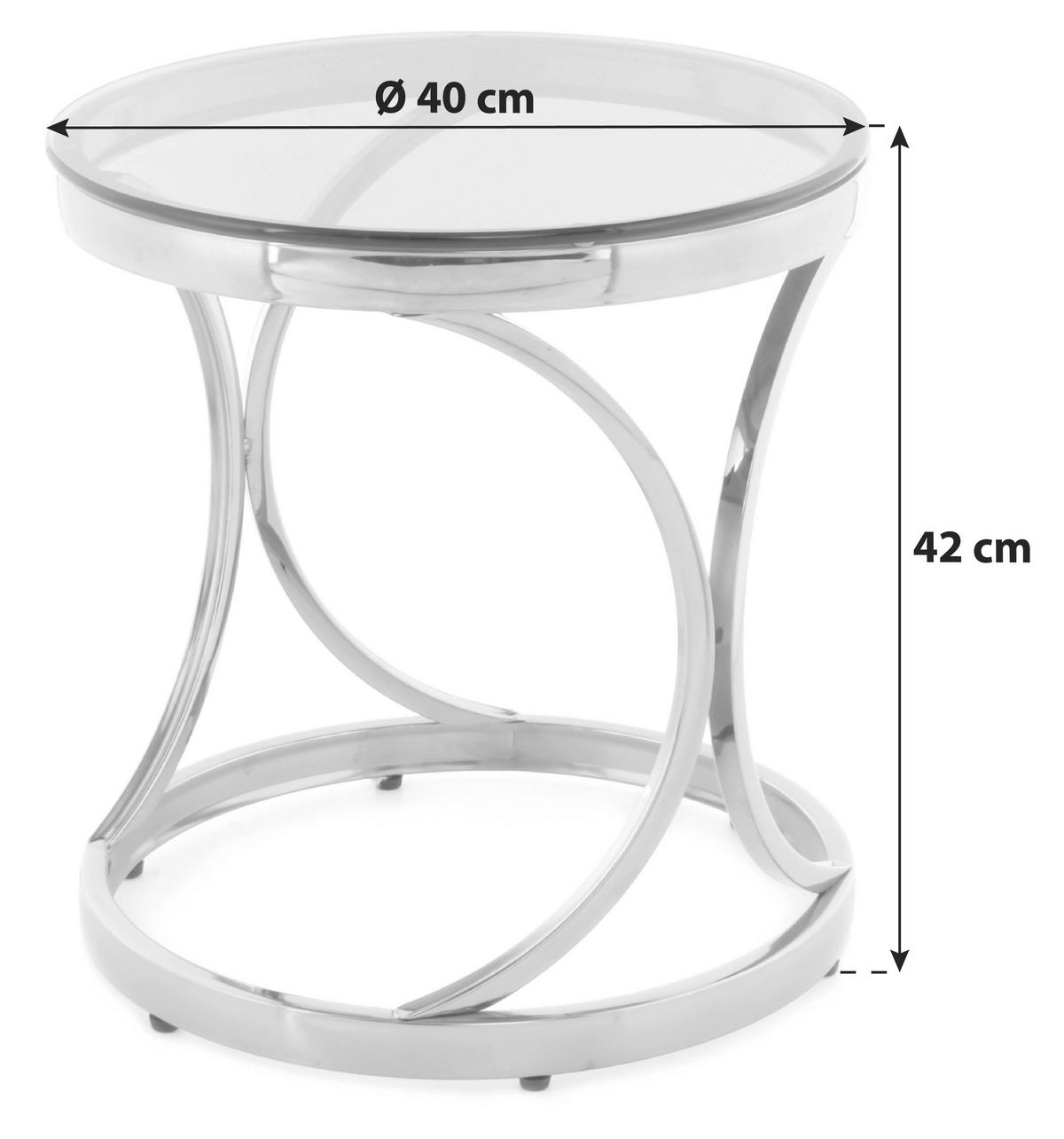 BEISTELLTISCH in Metall, Glas 40/40/42 cm  - Grau, Basics, Glas/Metall (40/40/42cm) - Kayoom