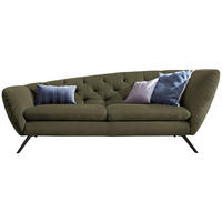 CHESTERFIELD-SOFA in Mikrofaser Olivgrün, Schwarz  - Schwarz/Olivgrün, Design, Textil/Metall (223/84/90cm) - Pure Home Lifestyle