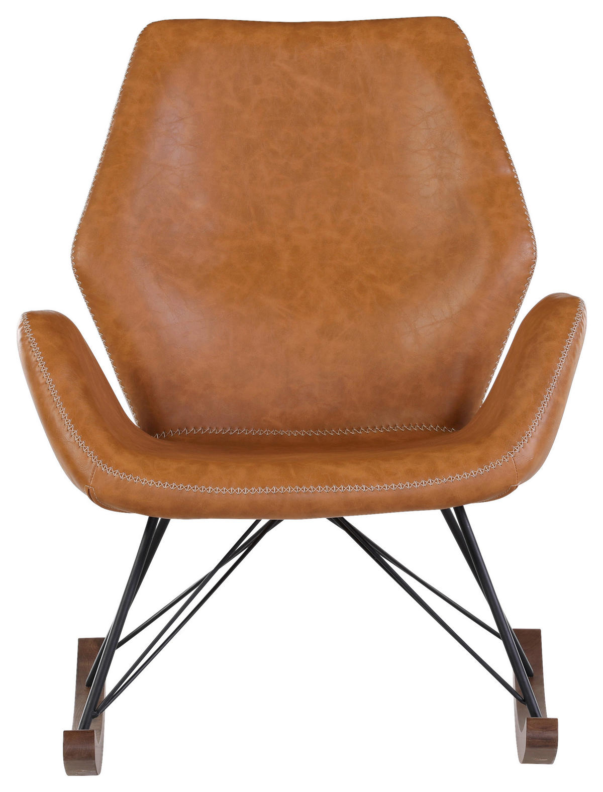 SCHAUKELSTUHL in Lederlook Cognac  - Eichefarben/Cognac, KONVENTIONELL, Holz/Textil (74/94/85cm) - Carryhome