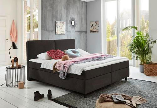 BOXSPRINGBETT 200/200 cm  in Schlammfarben  - Schlammfarben/Schwarz, Konventionell, Kunststoff/Textil (200/200cm) - Hom`in