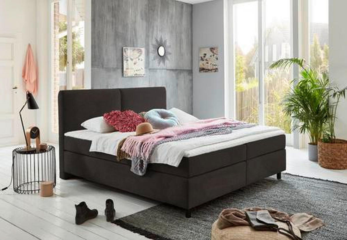 BOXSPRINGBETT 180/200 cm  in Schlammfarben  - Schlammfarben/Schwarz, Konventionell, Kunststoff/Textil (180/200cm) - Hom`in