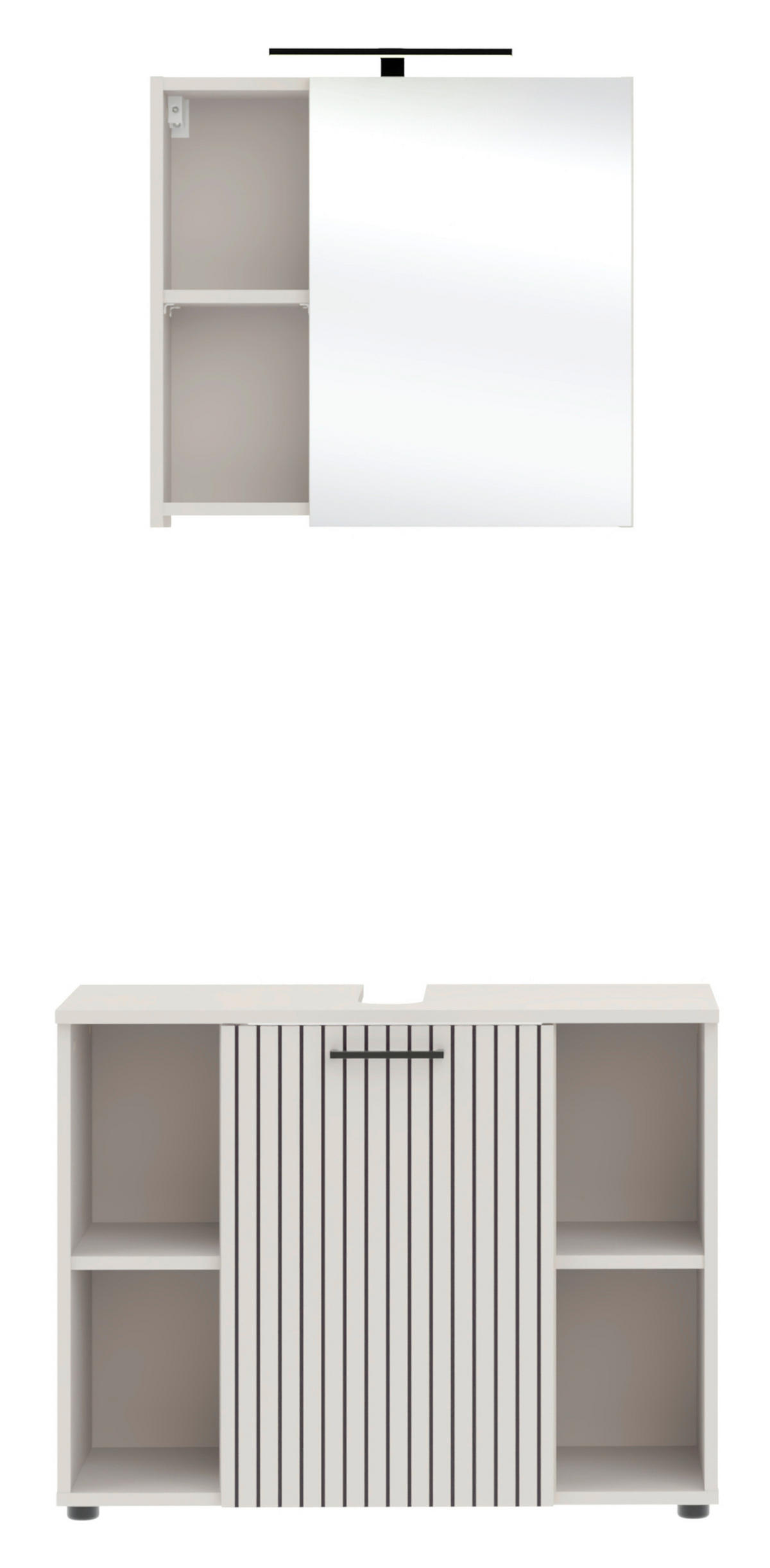 BADEZIMMER 2-teilig  in 80 cm  - Kaschmir/Schwarz, Trend, Glas/Holzwerkstoff (80cm) - Respekta