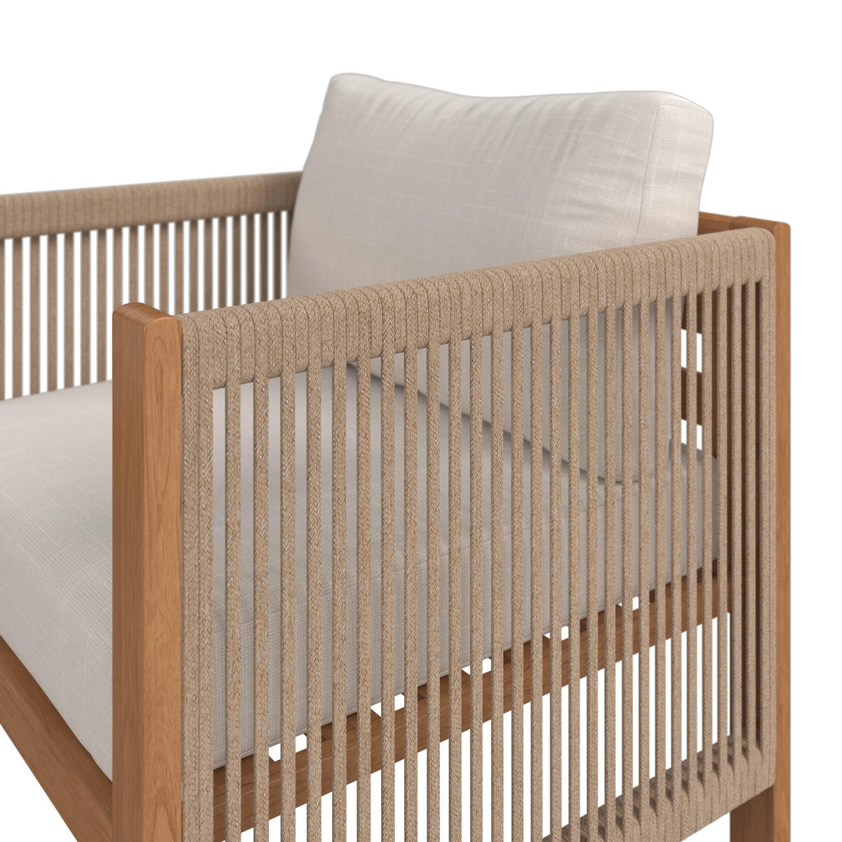 KERTI BÚTORSZETT 4 részes  - akácia színű/krém, Natur, textil/fa - Ambia Garden