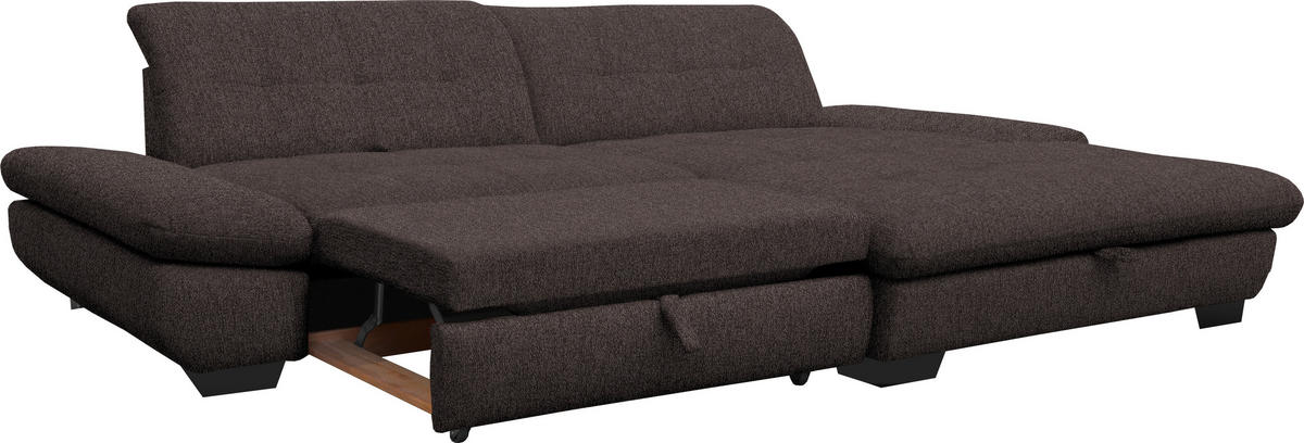 ECKSOFA in Mikrofaser Braun  - Schwarz/Braun, Design, Textil/Metall (290/198cm) - Xora