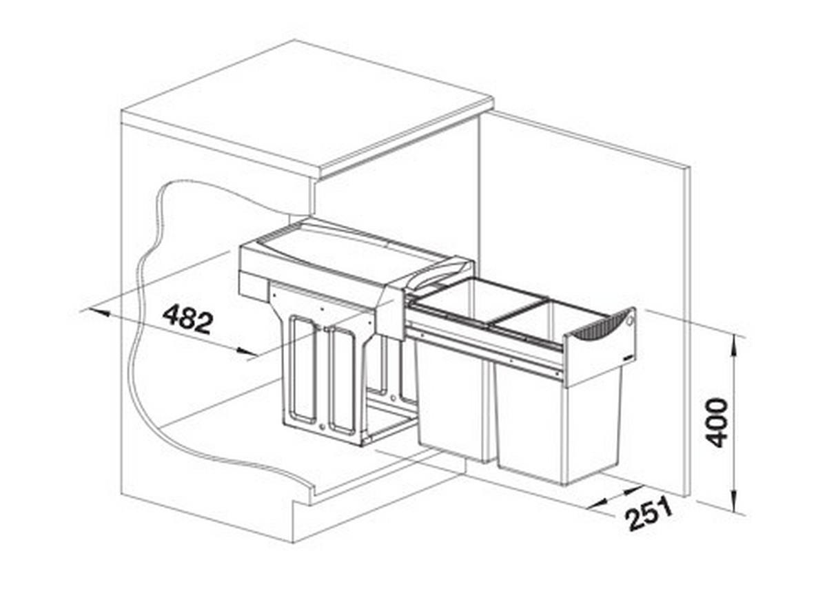 ABFALLSAMMLER 30 L  - Edelstahlfarben/Anthrazit, Basics, Kunststoff (48,2/40/25,1cm) - Blanco