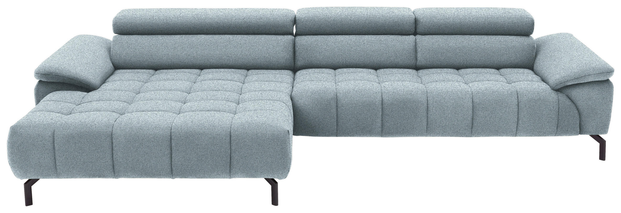 ECKSOFA in Webstoff Türkis  - Türkis/Schwarz, Design, Textil/Metall (190/329cm) - Beldomo Style