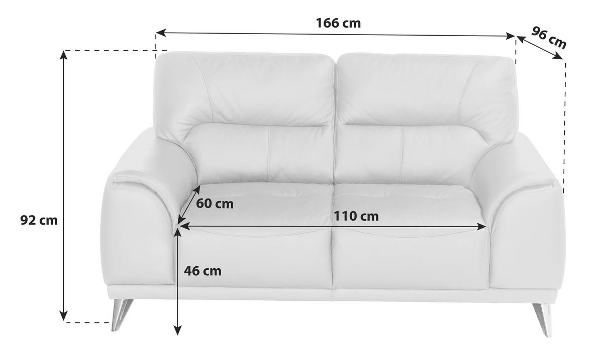 2-SITZER-SOFA in Lederlook Sandfarben  - Sandfarben/Chromfarben, Modern, Textil/Metall (166/92/96cm) - MID.YOU