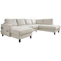 WOHNLANDSCHAFT in Struktur Beige  - Beige/Schwarz, Holz/Textil (148/298/198cm) - MID.YOU