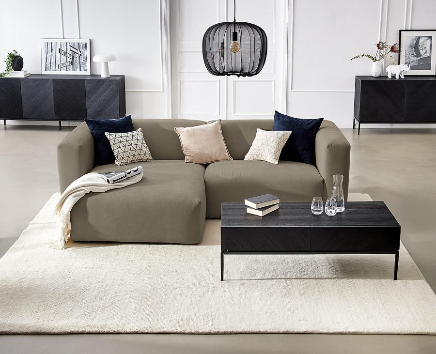 ECKSOFA in Struktur Dunkelgrau - Dunkelgrau, Modern, Textil (255/72/160cm) - Trendmanufaktur