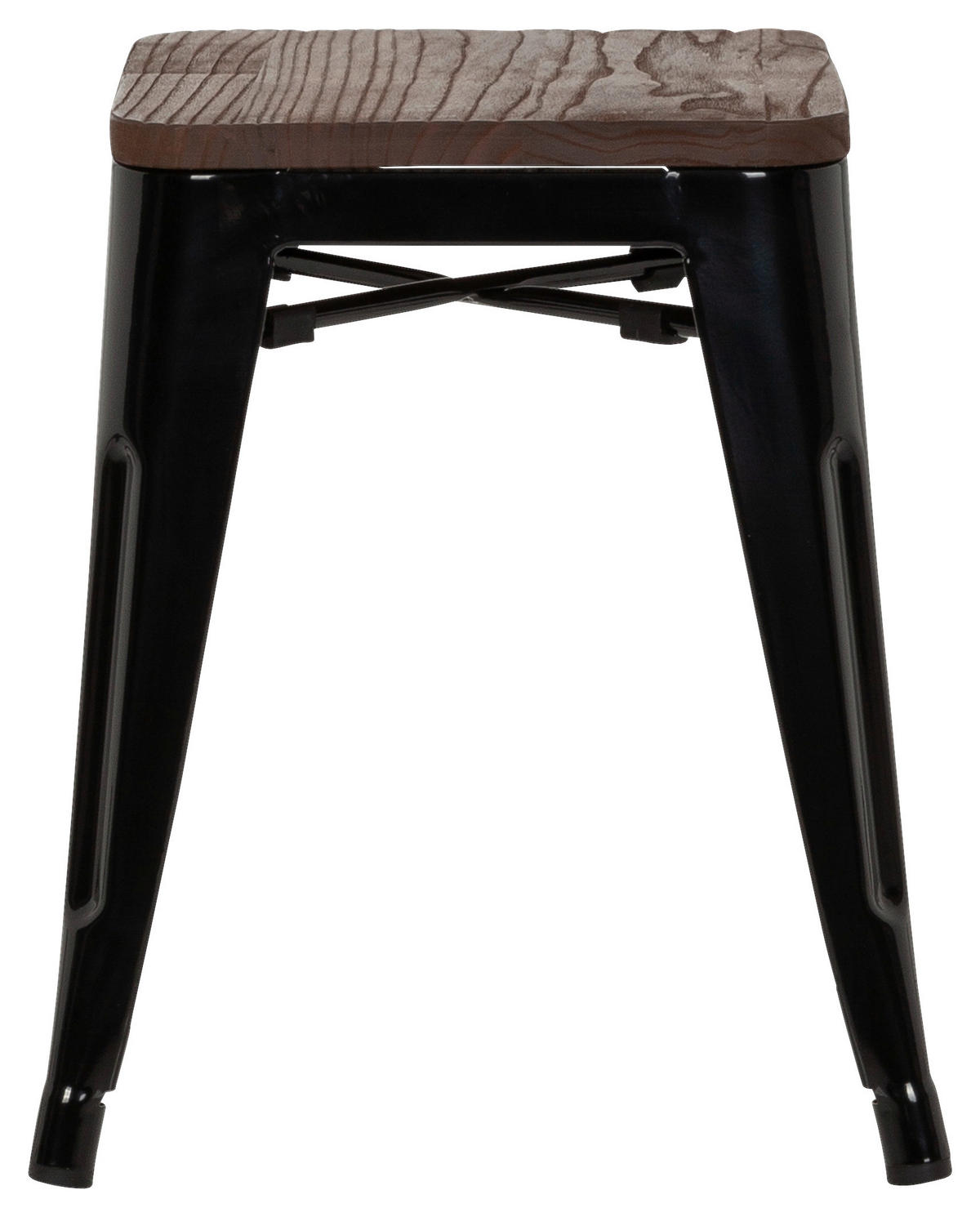 HOCKER Ulme Schwarz, Dunkelbraun  - Dunkelbraun/Schwarz, Basics, Holz/Metall (39/46/39cm) - MID.YOU