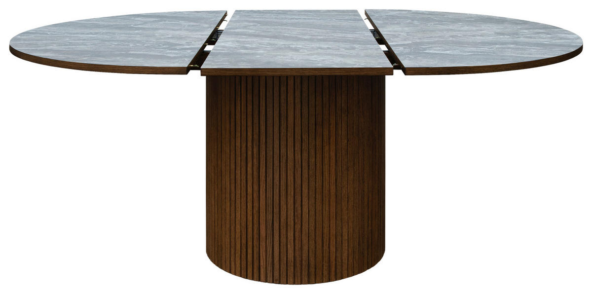 MATBORD 130-180/130/75 cm imitation, delar i massivt trä  trä finns i olika trädekorer rund ljusgrå, mörkbrun  - ljusgrå/mörkbrun, Modern, trä (130-180/130/75cm) - Niels Andersson