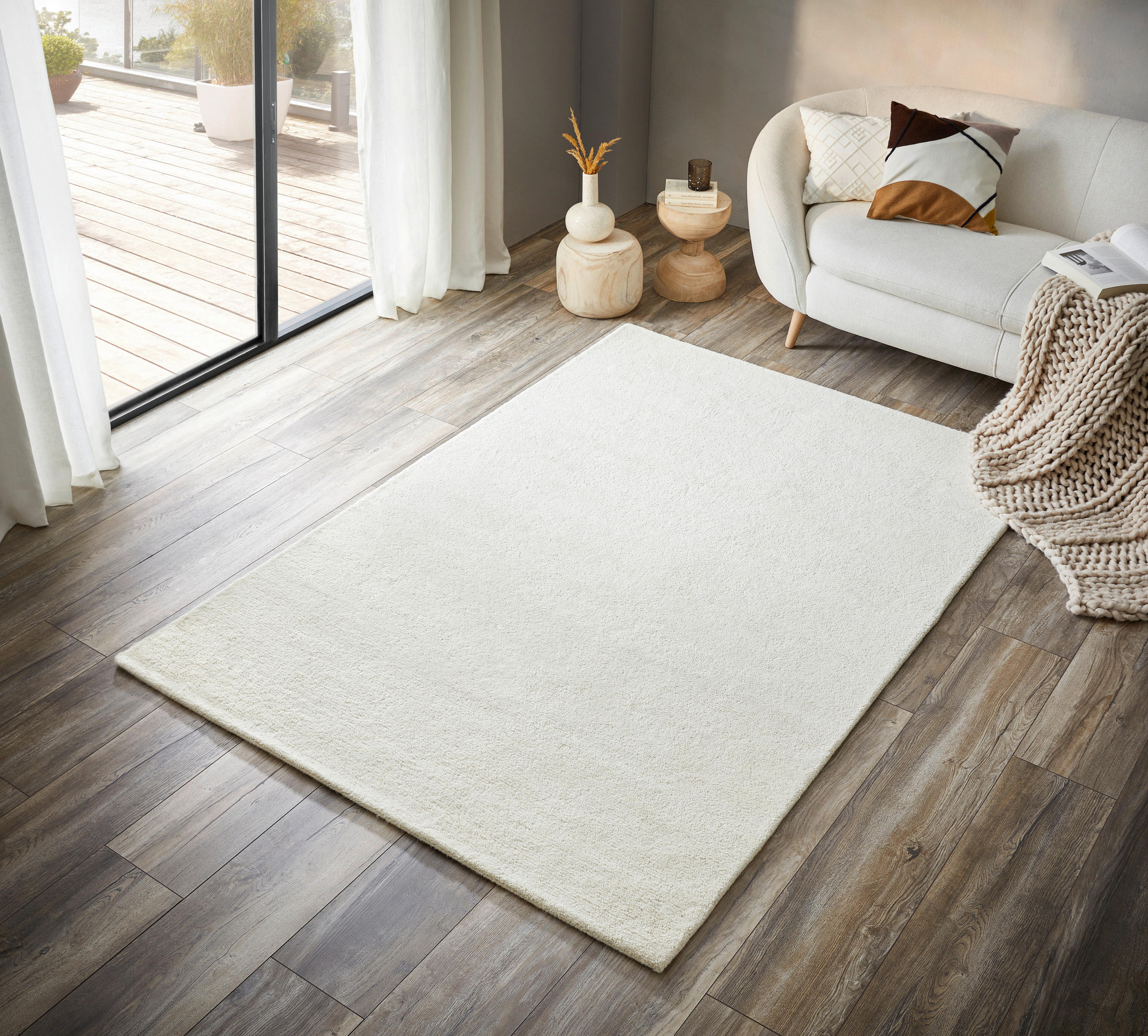 WOLLTEPPICH 130/190 cm Weiß  - Weiß, Design, Textil (130/190cm) - Linea Natura