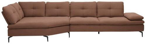 ECKSOFA in Flachgewebe Braun  - Schwarz/Braun, Design, Textil/Metall (157/344cm) - Chilliano