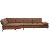 ECKSOFA in Flachgewebe Braun  157/344 cm  - Schwarz/Braun, Design, Textil/Metall (157/344cm) - Chilliano
