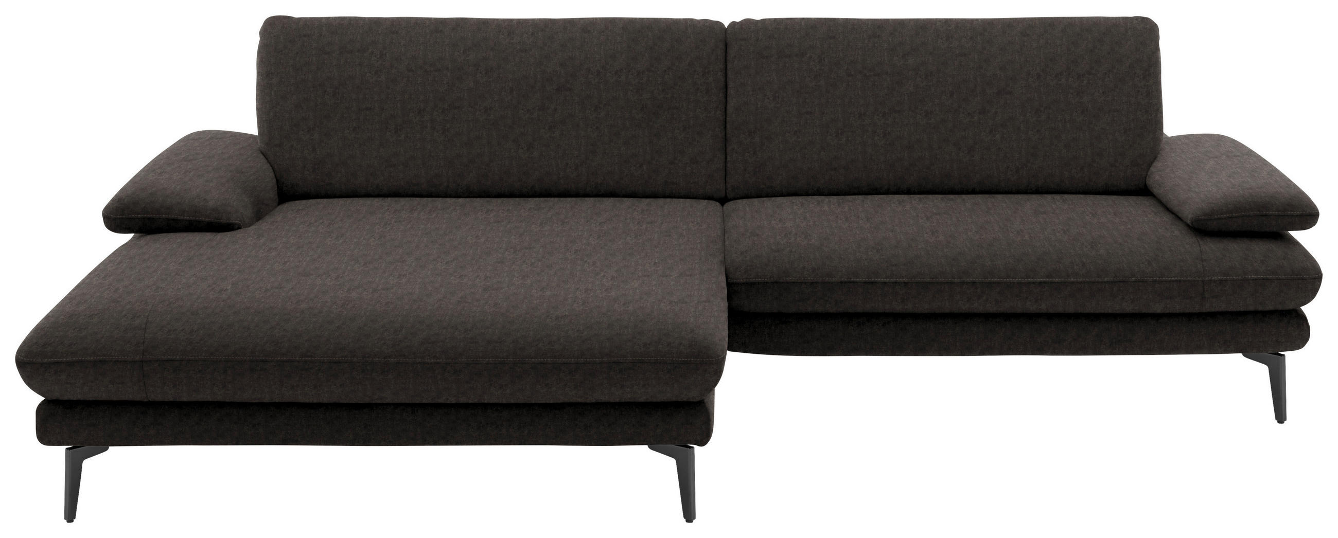 ECKSOFA in Velours Dunkelbraun  - Dunkelbraun/Schwarz, Design, Textil/Metall (184/284cm) - Dieter Knoll