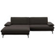 ECKSOFA  in Velours Dunkelbraun  184/284 cm  - Dunkelbraun/Schwarz, Design, Textil/Metall (184/284cm) - Dieter Knoll