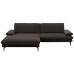 ECKSOFA in Velours Dunkelbraun  184/284 cm  - Dunkelbraun/Schwarz, Design, Textil/Metall (184/284cm) - Dieter Knoll