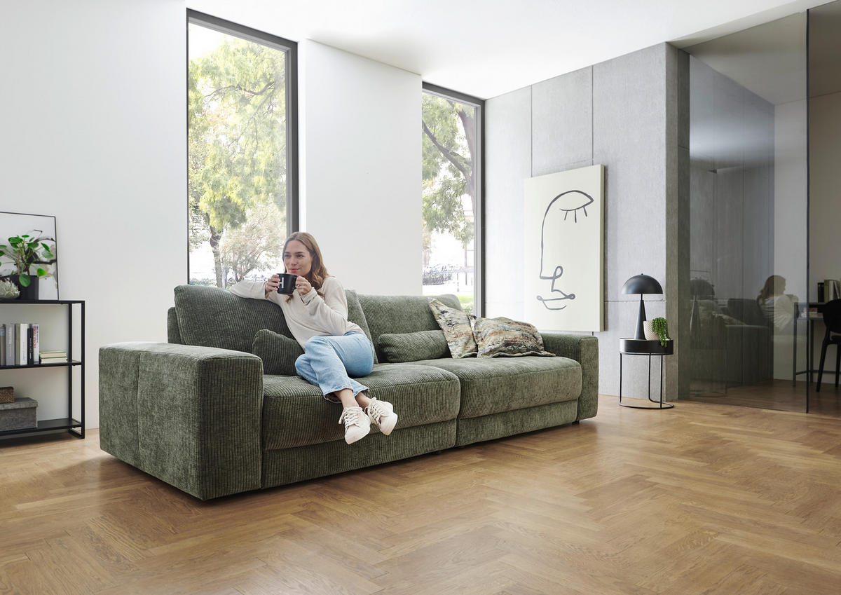 BIGSOFA in Chenille, Jacquard Dunkelgrün  - Dunkelgrün/Schwarz, Design, Kunststoff/Textil (270/83/125cm) - Niels Andersson