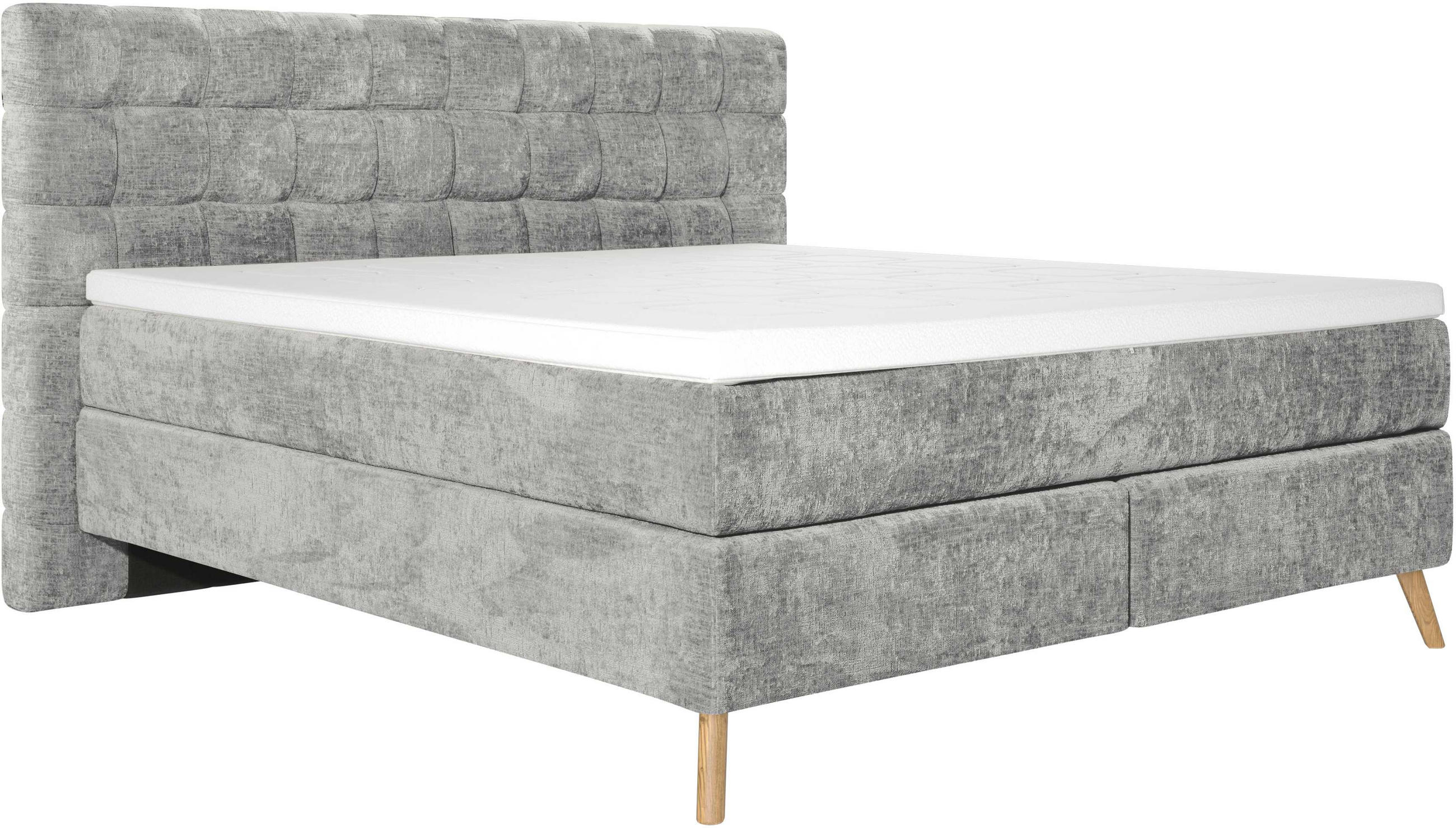 BOXSPRINGBETT 160/200 cm  in Hellgrau  - Eichefarben/Hellgrau, Design, Holz/Textil (160/200cm) - Esposa