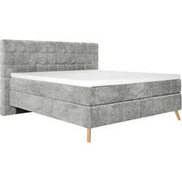 BOXSPRINGBETT 180/200 cm  in Hellgrau  - Eichefarben/Hellgrau, Design, Holz/Textil (180/200cm) - Esposa