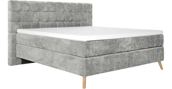 BOXSPRINGBETT 180/200 cm  in Hellgrau  - Eichefarben/Hellgrau, Design, Holz/Textil (180/200cm) - Esposa