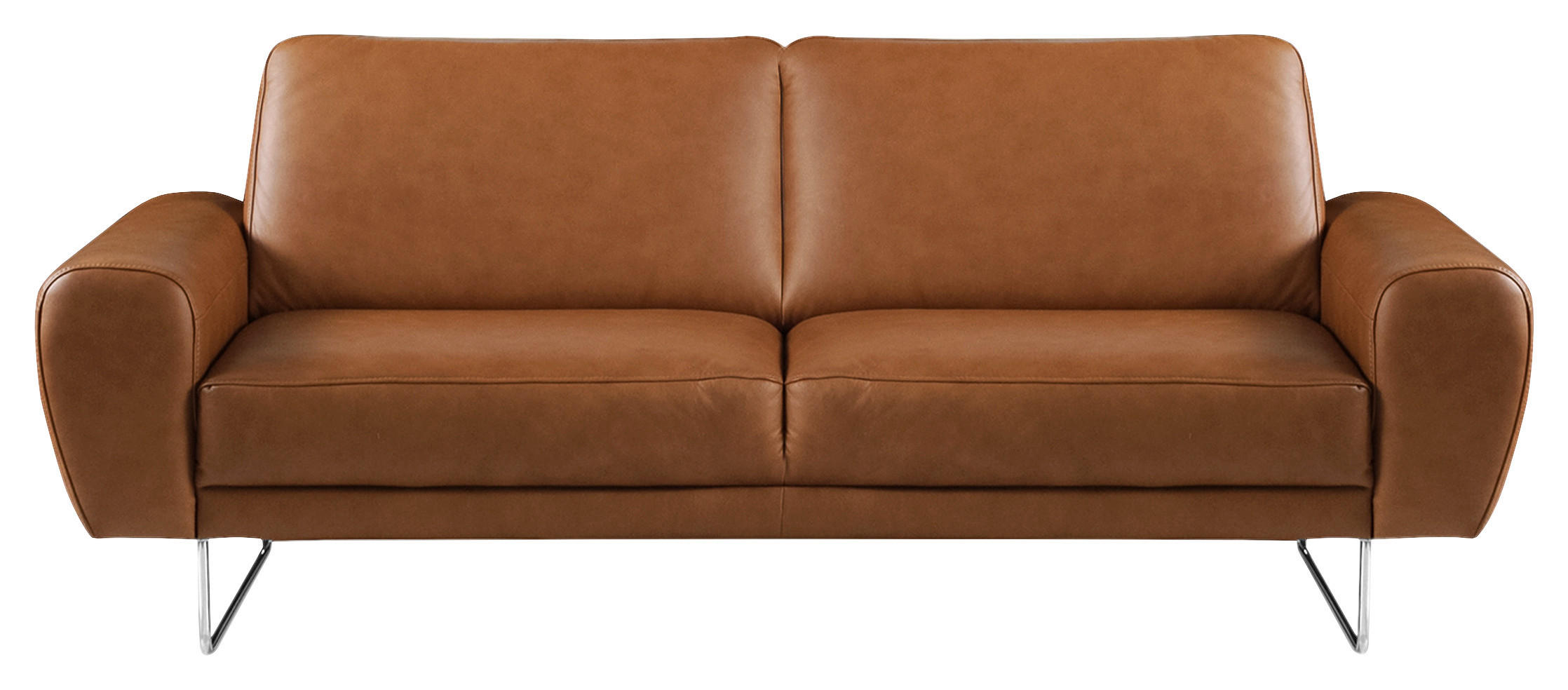 2-SITZER-SOFA Cognac Echtleder  - Chromfarben/Cognac, Design, Leder/Metall (177/85/92cm) - Livetastic