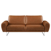 2-SITZER-SOFA Cognac Echtleder  - Chromfarben/Cognac, Design, Leder/Metall (177/85/92cm) - Livetastic